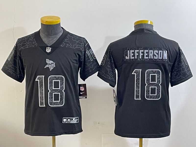 Youth Minnesota Vikings #18 Jefferson Black 2024 Nike Limited NFL Jersey style 1